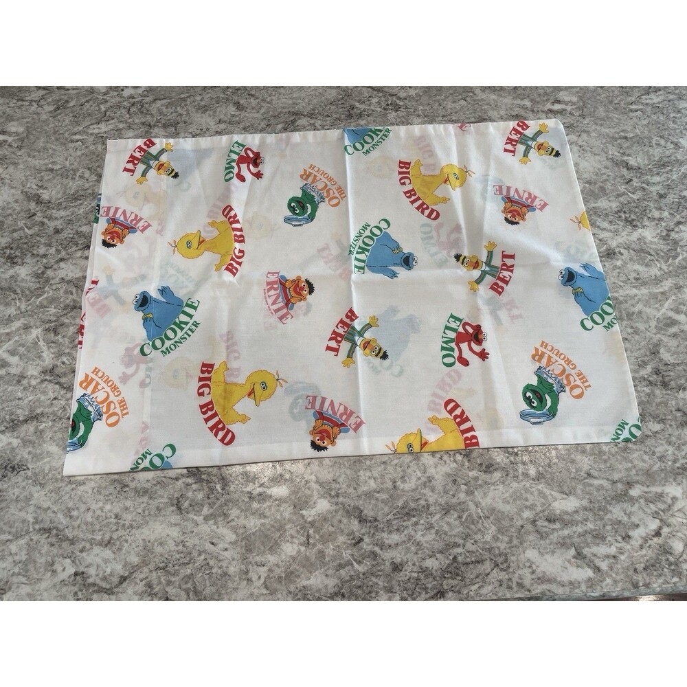 Vintage Sesame Street Pillowcase Big Bird, Elmo, Oscar, Ernie, Bert